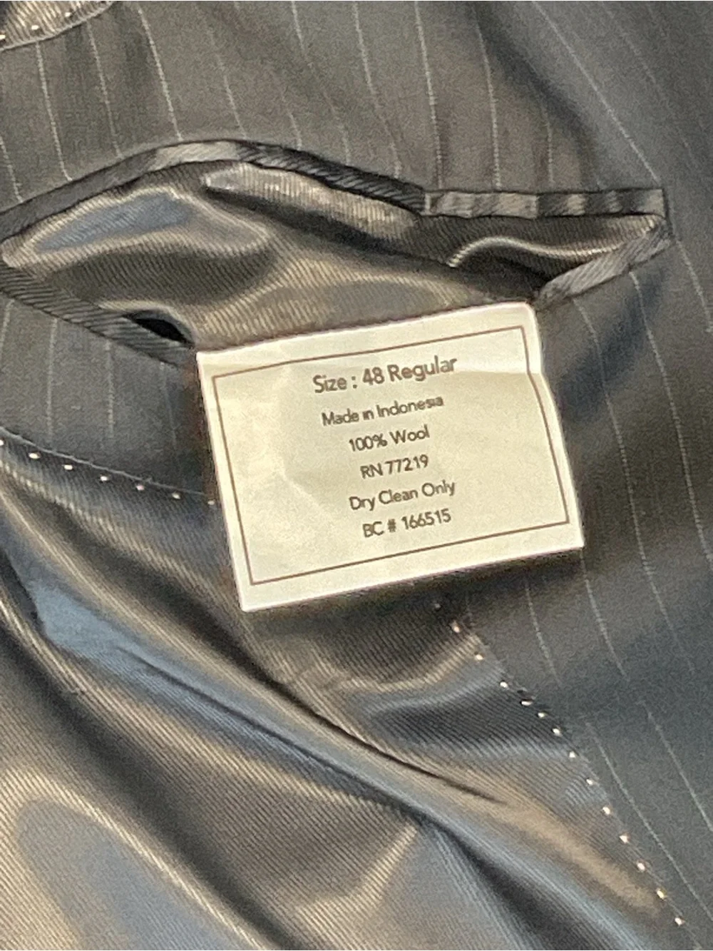 Pronto Uomo Black Pinstripe Two-Button Suit Jacket Size 48R